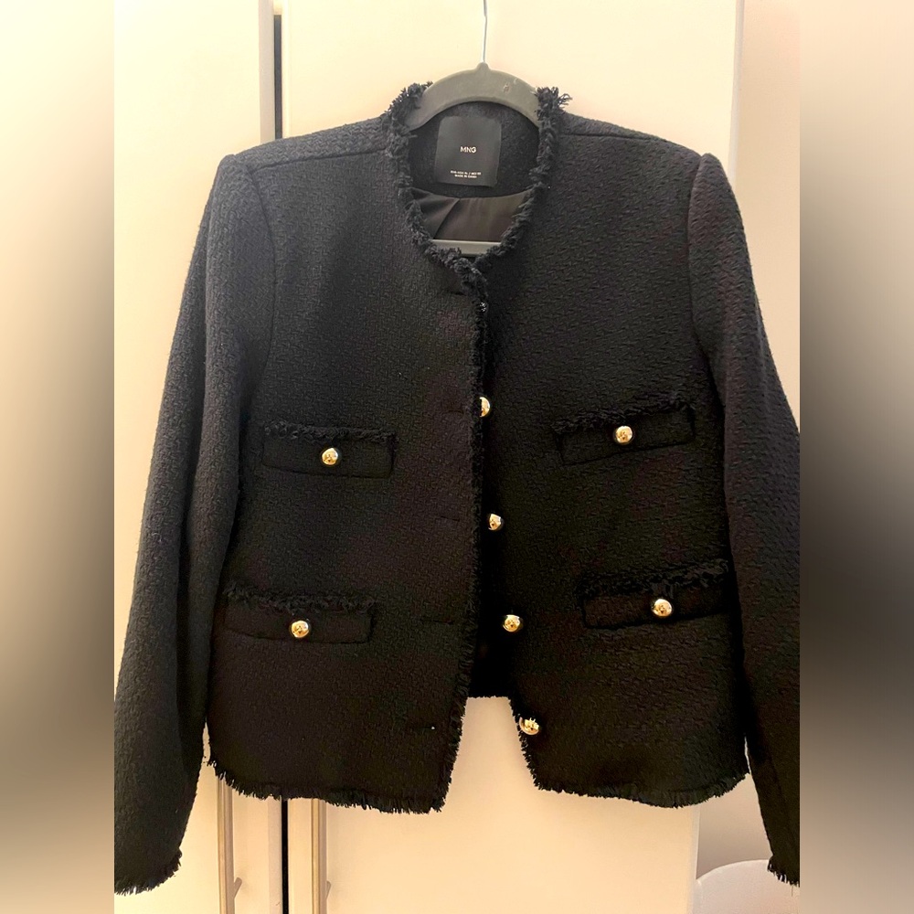 Mango tweed style jacket blazer gold buttons